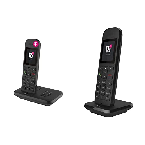 Telekom Telefon schnurlos Sinus A12 mit Anrufbeantworter & Telekom Festnetztelefon Speedphone 12 in Schwarz schnurlos | Zur Nutzung an aktuellen Routern mit DECT-CAT-iq Schnittstelle, 5 cm Farbdisplay von Deutsche Telekom