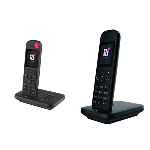 Telekom Telefon schnurlos Sinus A12 & Telekom Sinus 12 in Schwarz Festnetz Telefon schnurlos, 5 cm Farbdisplay, beleuchtete Tastatur | Nutzung an Allen handelsüblichen Routern und Standardanschlüssen von Deutsche Telekom