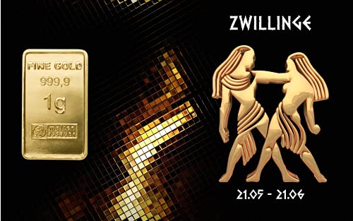Deutsches Goldkontor 1,0 Gramm Feingold Motiv-Karte Sternzeichen Zwilling Goldbarren / 999,9 Gold von Deutsches Goldkontor