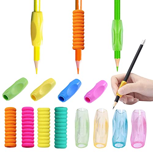 Devenirriche 12 Stück Bleistift Griffe, Stifthaltung Hilfe Kinder, Silikon Stift Griffe, Stiftgriffe Schaumstoff, Linkshänder Rechtshänder Bleistift Griffe und Ergonomische Schreibhilfe für Kinder von Devenirriche