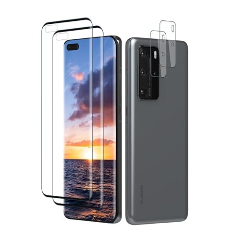Devgoed [2+2 Stück] für Folie Huawei P40 Pro Panzerglas Kameraschutz, Hochwertige Displayfolie Huawei P40 Pro Schutzfolie, Kratzfest, Bruchsicher und Blasendicht Displayschutz Screen Protector von Devgoed