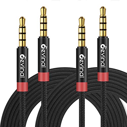 Devinal 3,5 mm TRRS-Kabel, 4-poliges Hilfskabel, Aux-Mini-Klinke, Stereo, Nylon, geflochten, Stecker auf Stecker, 2 m, 2 Stück von Devinal