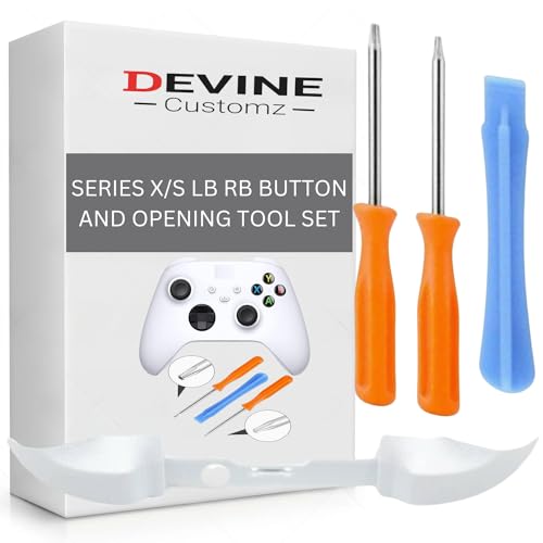 DevineCustomz Xbox Series S X Controller Lb Rb Bumper Button And Tool Kit Set Bundle Screwdriver Torx Pry Bar Black & White (White) von Devine Customz