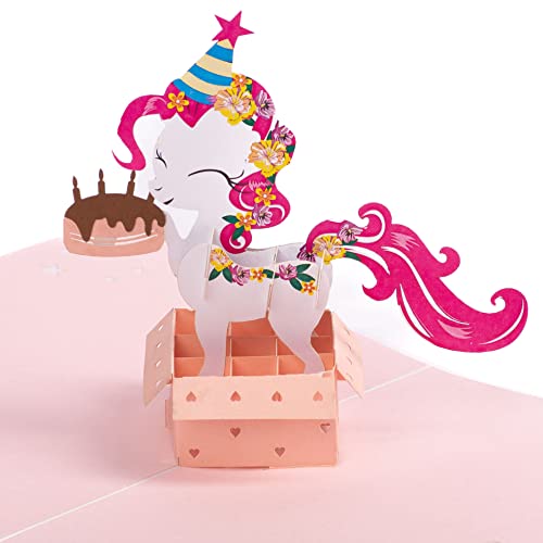 Pink Pony Pop-Up-Karte von DEVINE Popup-Karten mit Umschlag (20 x 15 cm) | 3D-Geburtstagskarte für Mädchen und Kinder | Pop-Up-Grußkarten für Frauen | 3D-Karten für alle Anlässe Liebe lustig von Devine Trading Products