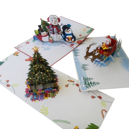 Pop Up Weihnachtskarten Set 3 Pack von DEVINE Popup Cards | Grußkarten Sortiment für den Urlaub | 3D Weihnachtskarte | Saison Grußkarte | Pop Up Karten 3D Weihnachtskarten verpackt Xmas Love von Devine Trading Products