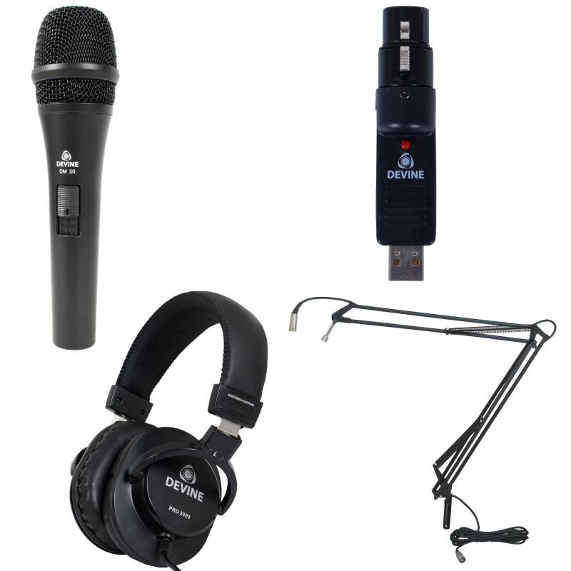 Devine DM 20 met usb converter, koptelefoon en broadcast arm von Devine
