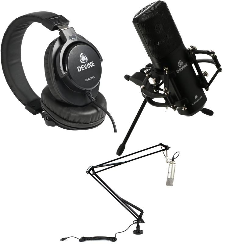 Devine M-Mic PRO USB Podcast Pack incl. Microphone, Broadcast Arm and Headphones von Devine