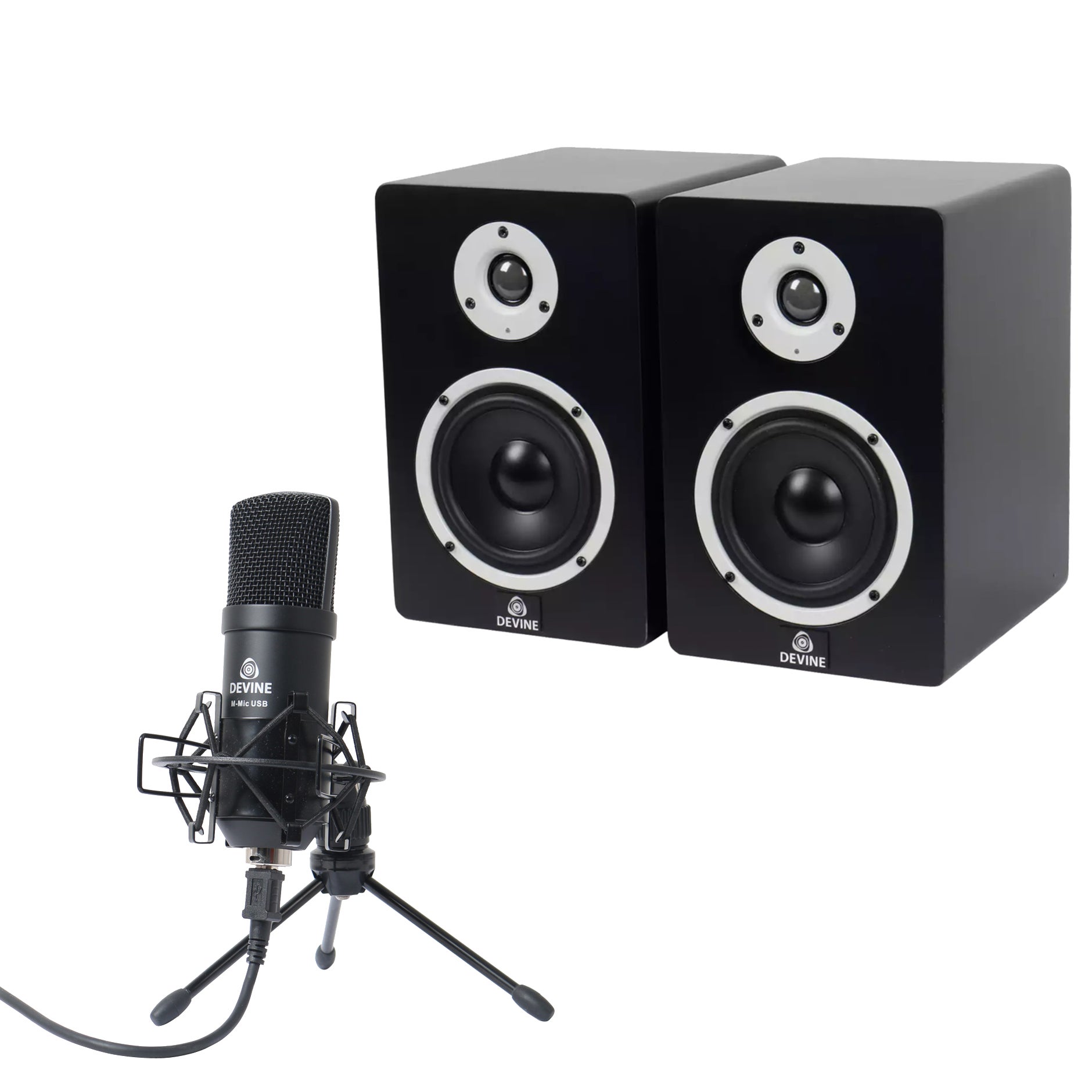 Devine MR5A Studio Monitors (Set of 2) + Devine M-Mix USB BK Microphone von Devine
