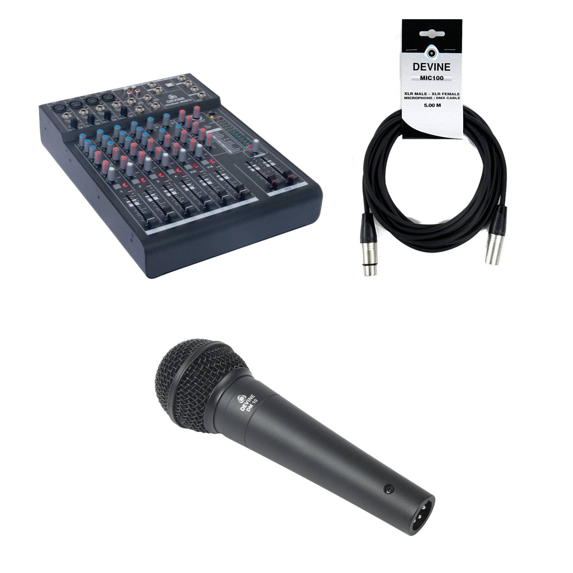 Devine MixDesk 802FX with DM 10 microphone and cable Devine MixDesk 802FX with DM 10 microphone and cable von Devine