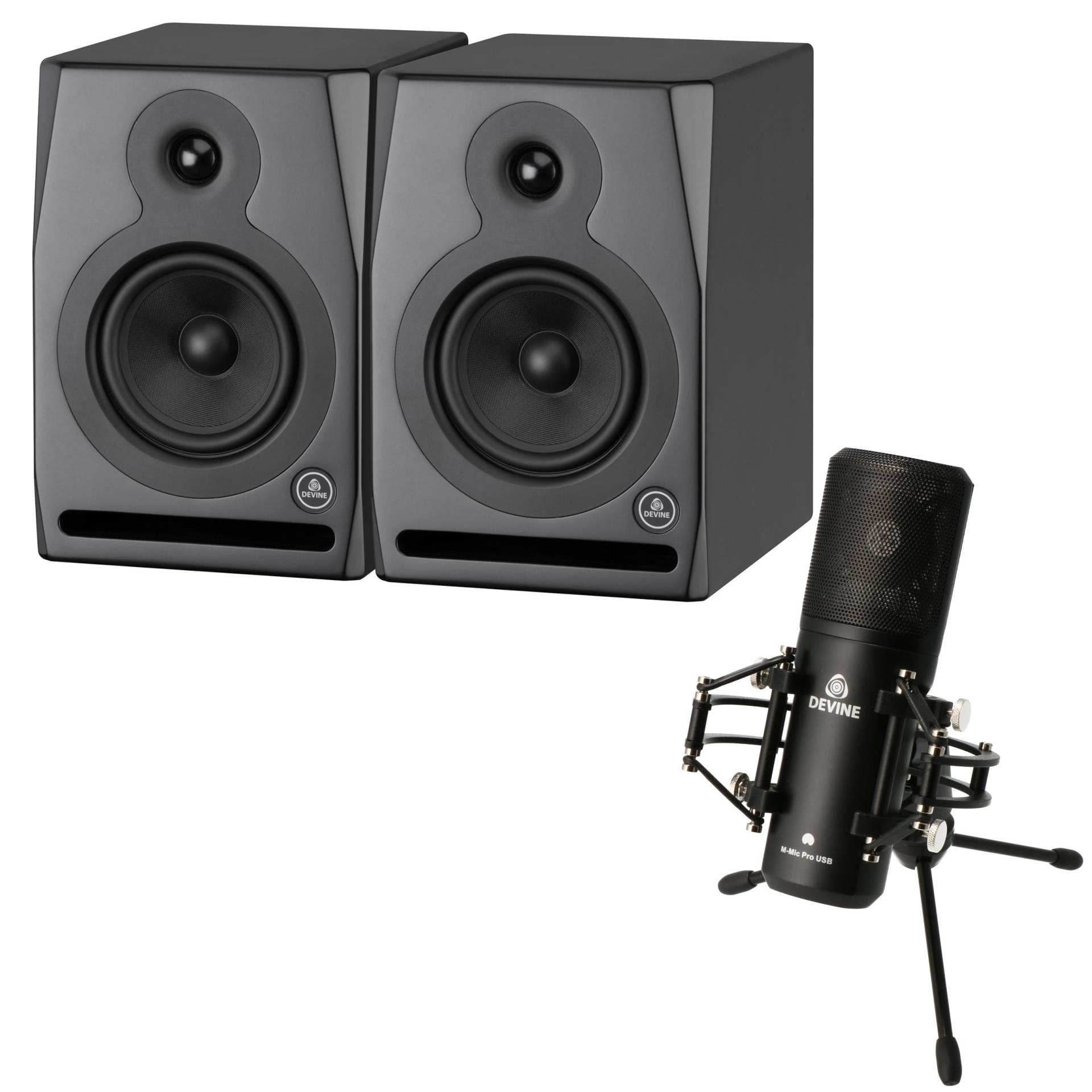 Devine RX-5A Studio Monitors (Set of 2) + Devine M-Mic PRO USB BK Microphone von Devine