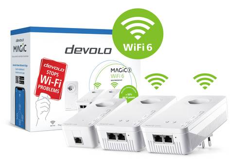 Devolo Magic 2 WiFi 6 Multiroom Kit Powerline WLAN Multiroom Starter Kit 8827 (CH) CH 2400MBit/s von Devolo