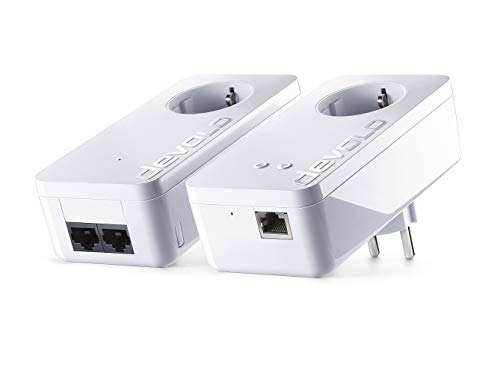 Devolo dLAN 550+ - Powerline PLC-Netzwerkadapter (500 MBit/s, LAN-Port, Repeater, WiFi-Signalverstärker, Bereich +) weiß Kit aus 2-Starter-Adaptern von Devolo