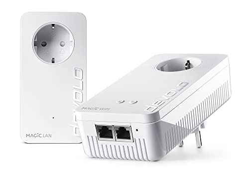 devolo 8415 WLAN Powerline Adapter, Magic 1 WiFi Starter Kit -bis zu 1.200 Mbit/s, Mesh WLAN, Powerlan WLAN Steckdose, 2x LAN Anschluss, dLAN 2.0, weiß von Devolo
