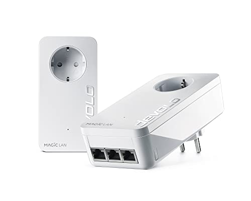 devolo 8549 LAN Powerline Adapter, Magic 2 LAN triple Starter Kit -bis 2.400 Mbit/s, 3x Gigabit LAN Anschluss ideal für Gaming, Home Office, dLAN 2.0, weiß von Devolo