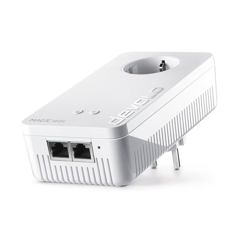 devolo 8815 Magic 2 WiFi 6 Erweiterungsadapter, WLAN Powerline Adapter -bis zu 2.400 Mbit/s, Mesh WLAN Access Point, 2X Gigabit LAN Anschluss dLAN 2.0, weiß von Devolo