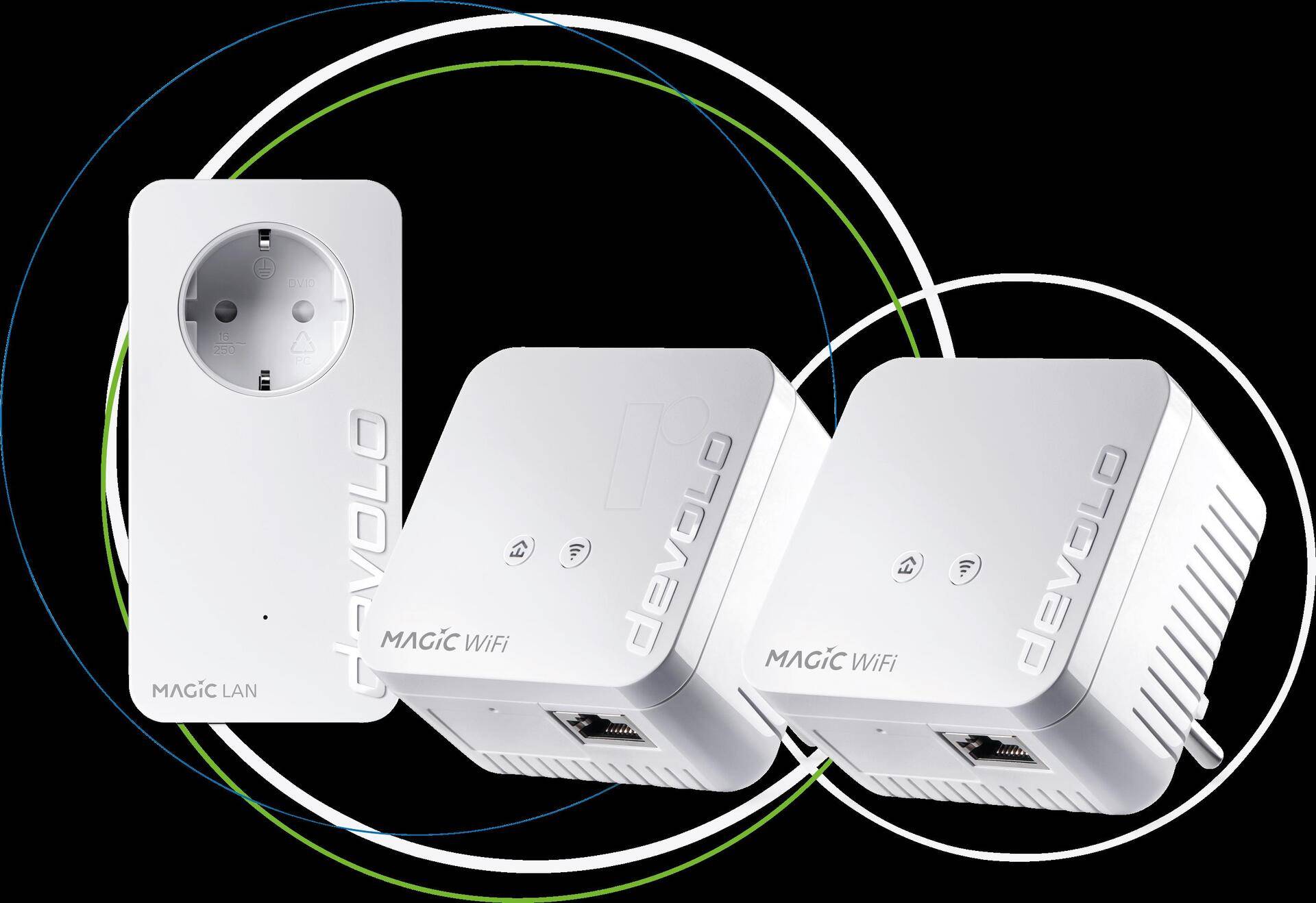 devolo Magic 1 WiFi mini - Multiroom Kit - Bridge - HomeGrid - 802.11b/g/n - 2,4 GHz - an Wandsteckdose anschließbar (Packung mit 2) (8570) von Devolo