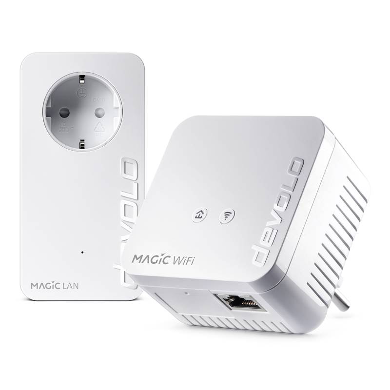 devolo Magic 1 WiFi mini Powerline Starter Kit Powerline bis zu 1.200 Mbit/s, WiFi 4 bis zu 300 Mbit/s, 1x LAN (pro Einheit) von Devolo