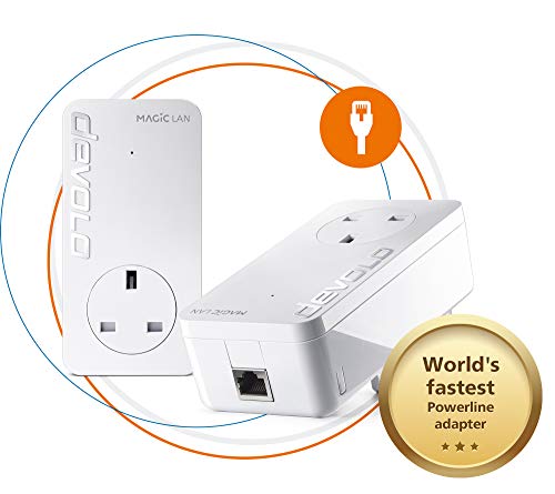 devolo Magic 2-2400 LAN Powerline Starter Kit: Powerline Kit (bis zu 2400 Mbps für Ihr Powerline-Heimnetzwerk, 1x GB LAN-Port, ideal für Online-Gaming, 4k/8k UHD-Streaming, stabiles Heimarbeiten) von Devolo
