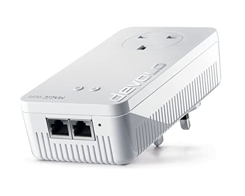 devolo Magic 2-2400 Mesh Wi-Fi 6 Add-On Adapter | 4K/8k UHD-Streaming | Stabile Heimarbeit (bis zu 2400 Mbps Powerline & 1800 Mbps Mesh WiFi 6, G.hn, 2X Gb LAN-Ports) von Devolo