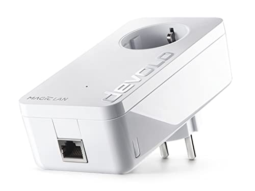 devolo Magic 2 LAN Erweiterungsadapter, LAN Powerline Adapter -bis 2.400 Mbit/s, ideal für Gaming & Home Office, 2x Gigabit LAN Anschluss, dLAN 2.0, weiß von Devolo