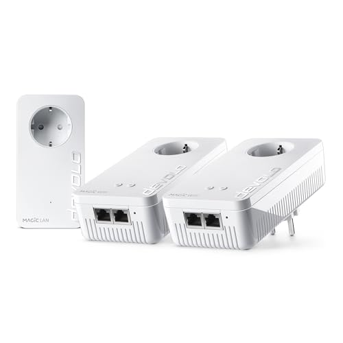 devolo Magic 2 WiFi 6 Multiroom Kit, WLAN Powerline Adapter -bis zu 2.400 Mbit/s, Mesh WLAN Steckdose, 4X Gigabit LAN, Access Point, dLAN 2.0, weiß von Devolo