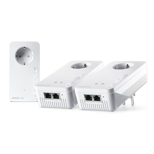 devolo Magic 2 WiFi next Multiroom Kit, Powerline Adapter -bis 2.400 Mbit/s, Mesh , Steckdose, 4x Gigabit LAN Anschluss, dLAN 2.0, mit WLAN, weiß von Devolo