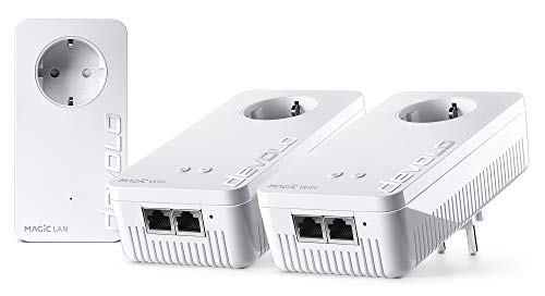 devolo WLAN Powerline Adapter, Magic 1 WiFi Multiroom Kit -bis zu 1.200 Mbit/s, Mesh WLAN, Powerlan WLAN Steckdose, 2x LAN Anschluss, dLAN 2.0, weiß von Devolo