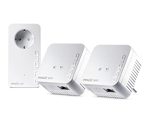 devolo ethernet, 8578 WLAN Powerline Adapter, Magic 1 WiFi mini Multiroom Kit -bis zu 1.200 Mbit/s, Mesh WLAN Verstärker, 2x LAN Anschluss, dLAN 2.0, weiß von Devolo
