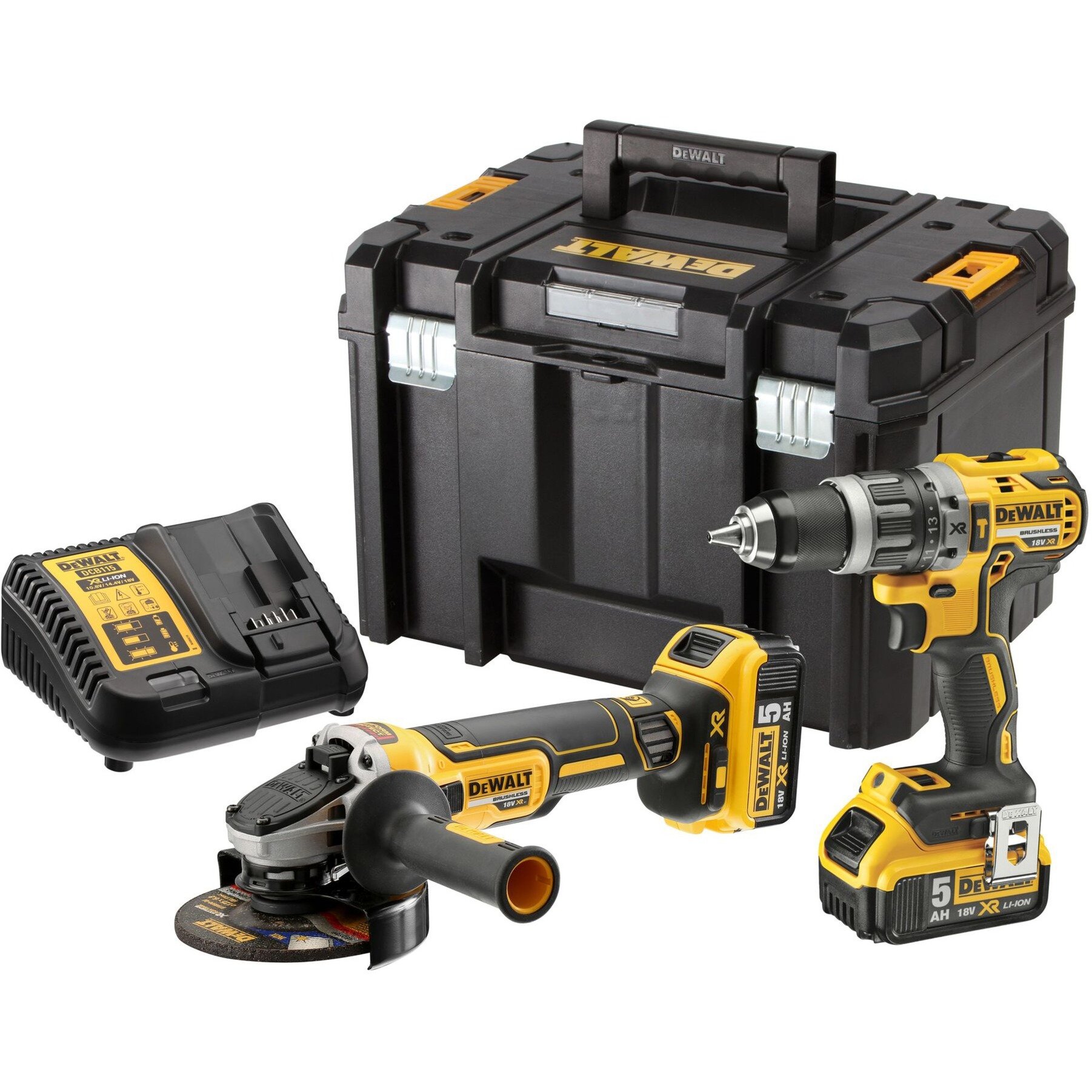 Akku-Schlagbohrschrauber + Winkelschleifer Set DCK2080P2T, 18Volt, Werkzeug-Set von Dewalt