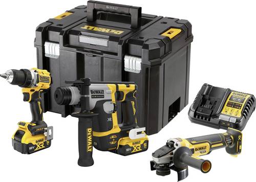 DEWALT DCK355P2T-QW Akku-Bohrschrauber, Akku-Bohrhammer, Akku-Winkelschleifer 18V 5Ah Li-Ion inkl. A von Dewalt