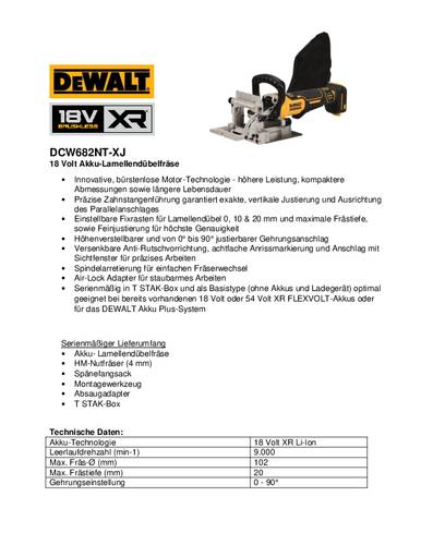 DEWALT Flachdübelfräse DCW682NT-XJ von Dewalt