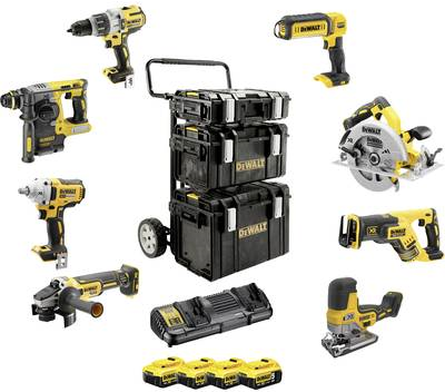 Dewalt DCK856P4 Akku-Schlagbohrschrauber, Akku-Schlagschrauber, Akku-Kombihammer, Winkelschleifer (DCK856P4-QW) von Dewalt