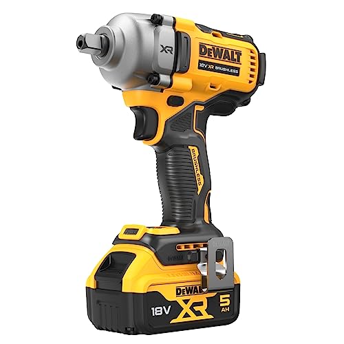 Dewalt XR Akku-Schlagschrauber DCF892P2T (18V, ½ Zoll Außenvierkant-Aufnahme mit Kugelrastung, 813 Nm Anzugsmoment, inkl. 2x 18V/5.0 Ah Akkus, Ladegerät, Metall-Gürtelhaken & T-STAK Box) von Dewalt