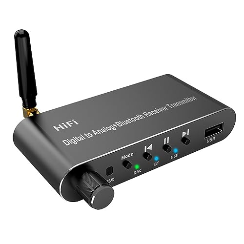 Dewedrt Bluetooth 5.1 Transmitter Audio Converter U-Disk Play Koxial/Optical to 3,5 mm AUX R/L DAC Konverter für TV MP3 von Dewedrt