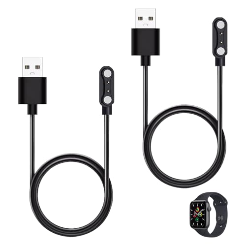 2 Stück Universal Smartwatch Ladekabel Magnetisch, 4 mm USB 2-polig, Smart Watch Ladekabel, Smartwatch Ladegerät Kompatibel mit Verschiedenen Smartwatches Fitness Trackern, Vergoldete Kontakte, 60cm von Dewfigs ㅤ