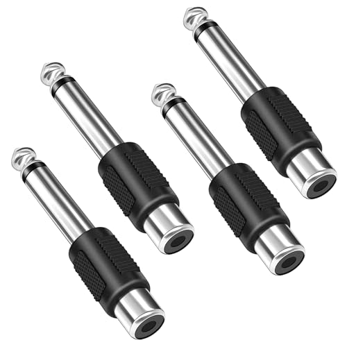 4 Stück Audio Adapter 6,35mm, RCA to 6.35 mm Jack Audio Adapter, Mono Klinke Stecker auf Cinch Buchse, Klinkenstecker für Verstärker, Lautsprecher, Instrumente, Home Theater von Dewfigs ㅤ