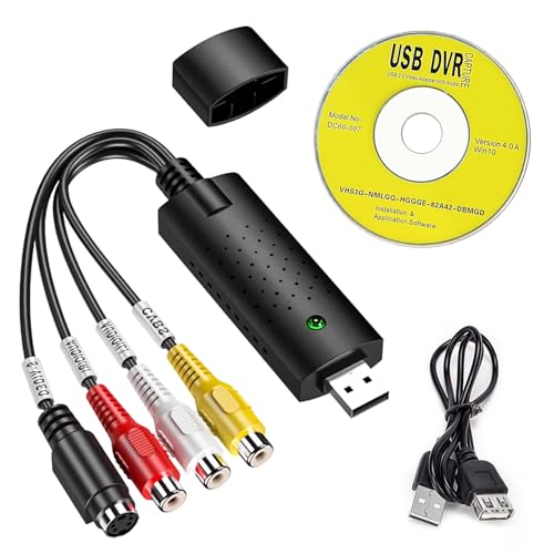 USB 2.0 Audio Video Grabber Konverter, Videokassetten Digitalisieren, VHS auf pc zu Digital Converter, Unterstützt Windows 11/10/8/7 und Mac Für VCR VHS DVD zur Video Digitalisierung und Bearbeitung USB 2.0 Audio Video Grabber Konverter, Videokassetten Digitalisieren, VHS auf pc zu Digital Converter, Unterstützt Windows 11/10/8/7 und Mac Für VCR VHS DVD zur Video Digitalisierung und Bearbeitung von Dewfigs ㅤ