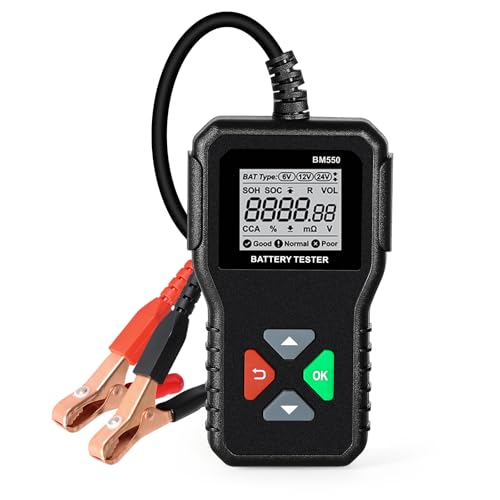 DewinLVD Batterietester kfz, Auto Batterietester 100–2000 CCA für Batterietests Anlasstests Ladetests Durch Digitaler Autobatterieanalysator 6V 12V 24V für Auto Motorrad Boot von DewinLVD