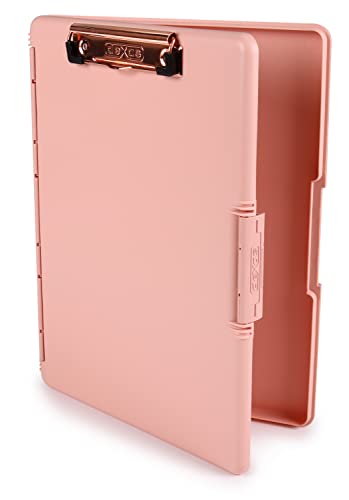 Dexas Slimcase Klemmbrett mit seitlicher Öffnung, 31,8 x 24,1 cm, Rosa mit rotgoldenem Clip, ideal für Lehrer, Krankenschwestern, Studenten, Heimschule von Dexas