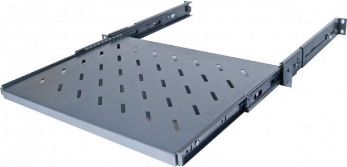 Dexlan 48,30cm (19) ausziehbarer Fachboden, 1HE, 550mm Tiefe, RAL 9005 schwarz zur seitlichen Befestigung an den 48,30cm (19) Profilen (755281) von Dexlan