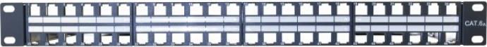 Dexlan Modulträger für 48 Keystone-Anschlussbuchsen, 48,30cm (19), schwarz RAL 9005 Zum Aufbau eines Patchfeldes mit bis zu 48 Ports (258152) von Dexlan