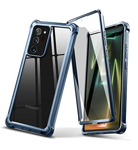 Dexnor Hülle Kompatibel mit Samsung Galaxy Note 20 Ultra 5G 6,9 Zoll mit integriertem Displayschutz 360-Grad-Staubschutz vorne und hinten Klarer Ganzkörper-TPU + PC-Schutzhülle - Marineblau von Dexnor