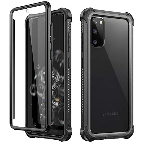 Dexnor Hülle Kompatibel mit Samsung Galaxy S20 5G 6,2 '' mit eingebautem Displayschutz 360 Ganzkörper Stoßfeste Stoßstangenschutzabdeckung Kristallklare, ultradünne Rückseite -Schwarz von Dexnor