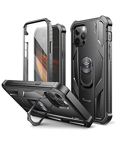 Dexnor Hülle Kompatibel mit iPhone 12 Pro Max [6,7 Zoll] 360 Full Body Heavy Duty Military Grade Shockproof Hard Back Cover, Built-in Display Protector and Kickstand for iPhone 12 Pro Max- Black von Dexnor