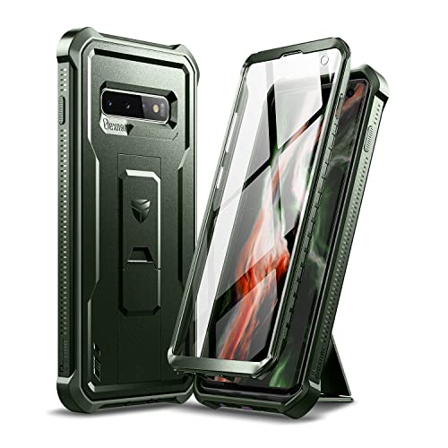 Dexnor Hülle Samsung Galaxy S10, eingebauter Displayschutz und Ständer, strapazierfähig, militärischer Schutz, stoßfest, Schutzhülle für Samsung Galaxy S10, Grün von Dexnor