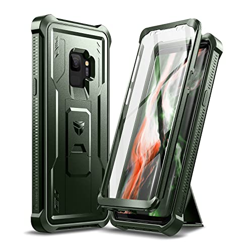 Dexnor Hülle Samsung Galaxy S9, eingebauter Displayschutz und Ständer, strapazierfähig, militärischer Schutz, stoßfest, Schutzhülle für Samsung Galaxy S9，Grün von Dexnor