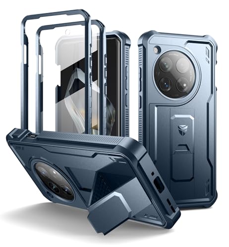 Dexnor Hülle Kompatibel mit OnePlus 12【Doppelter Frontrahmen 】, Bumper Shock Technology Fallschutz Robuste Telefonabdeckung Stoßfeste Schutzhülle mit Kickstand - Marineblau von Dexnor