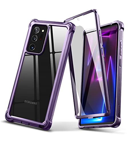 Dexnor Hülle Kompatibel mit Samsung Galaxy Note 20 Ultra 5G 6,9 Zoll mit integriertem Displayschutz 360-Grad-Staubschutz vorne und hinten Klarer Ganzkörper-TPU + PC-Schutzhülle - Phantom Lila von Dexnor