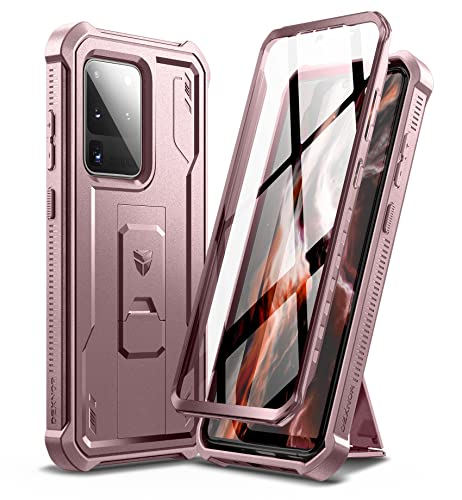 Dexnor Hülle für Samsung Galaxy S20 Ultra mit eingebautem Displayschutz Militärschutz Rüstung Heavy Duty 360 Ganzkörper Stoßfeste Stoßstangenschutz Abdeckung mit Ständer-Peony Pink von Dexnor