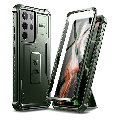 Dexnor Hülle Kompatibel mit Samsung Galaxy S21 Ultra 5G 6,8" mit eingebautem Displayschutz Militärschutz Rüstung Heavy Duty 360 Ganzkörper Stoßfeste Stoßstangenschutz Abdeckung mit Ständer - Grün von Dexnor
